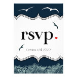 Navy Blue & White Nautical Wedding RSVP Cards Personalized Announcements