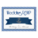 Navy Blue & White Nautical Wedding RSVP Cards Invitation