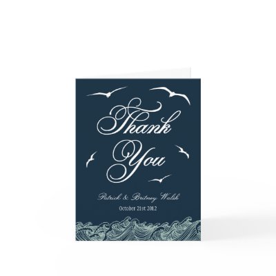 Navy Blue &amp; White Nautical Wedding Thank You Cards