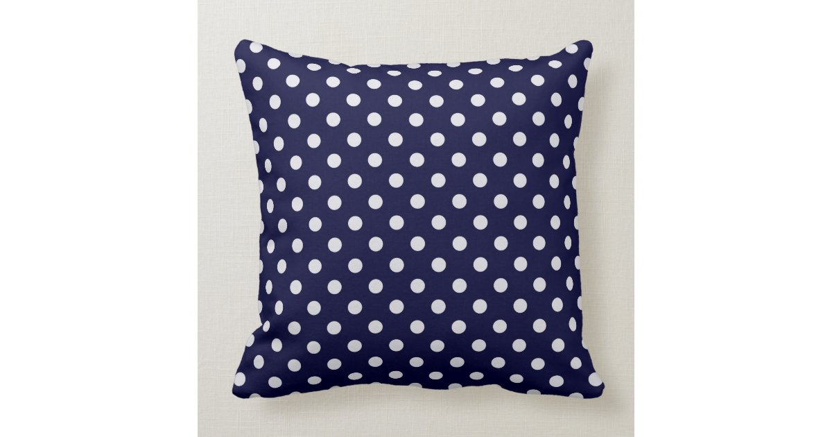 Navy Blue White Polka Dot Pattern Throw Pillow Zazzle