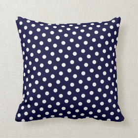Navy Blue & White Polka Dot Pattern Throw Pillows Pillow