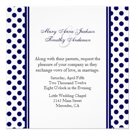 Navy Blue & White Polka Dot Wedding Invitation