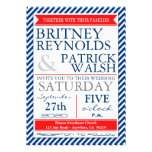 Navy Blue White Red Nautical Wedding Invitations