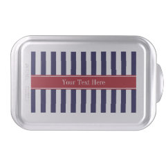 Navy Blue White Stripe Cranberry Name Monogram Cake Pan