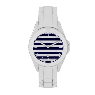 Navy Blue/White Stripe Nautical Watch