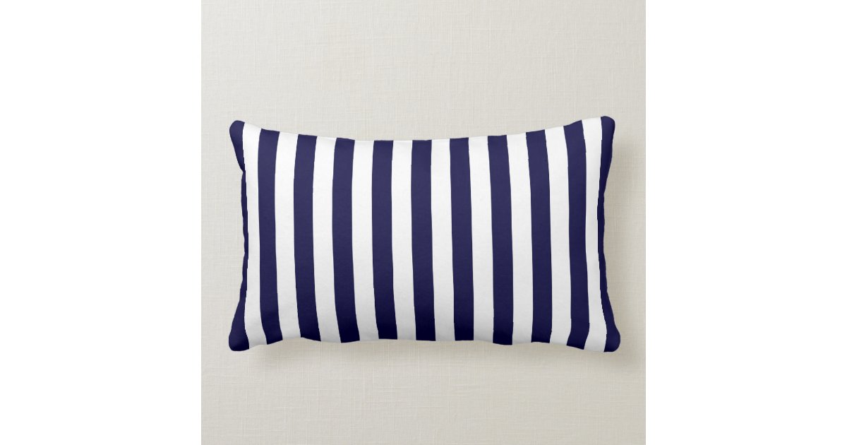 Navy Blue White Stripe Pink Name Monogram Throw Pillow Zazzle