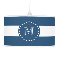 Navy Blue White Stripes Pattern, Your Monogram Lamp