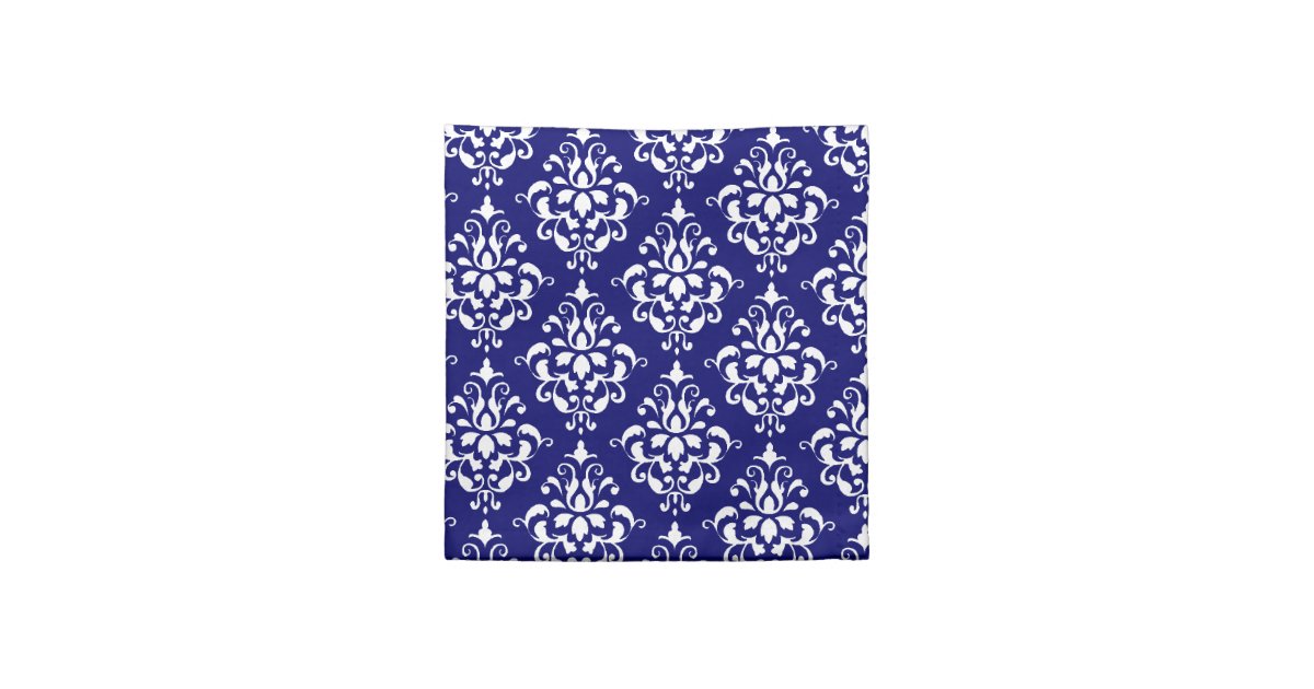 Navy Blue White Vintage Damask Pattern 1 Cloth Napkin Zazzle