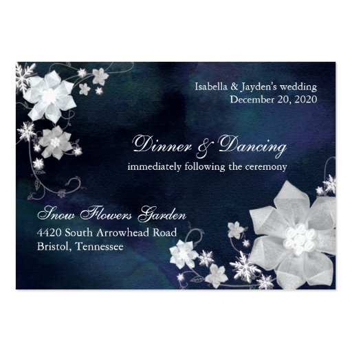 Navy Blue & White Wedding Reception (3.5x2.5) Business Card Template (front side)
