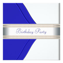Navy Blue Womans Birthday Party Invitation