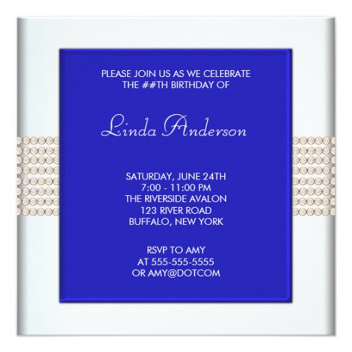 Navy Blue Womans Birthday Party Invitation