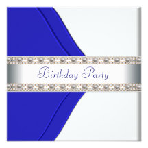 Navy Blue Womans Birthday Party Invitations