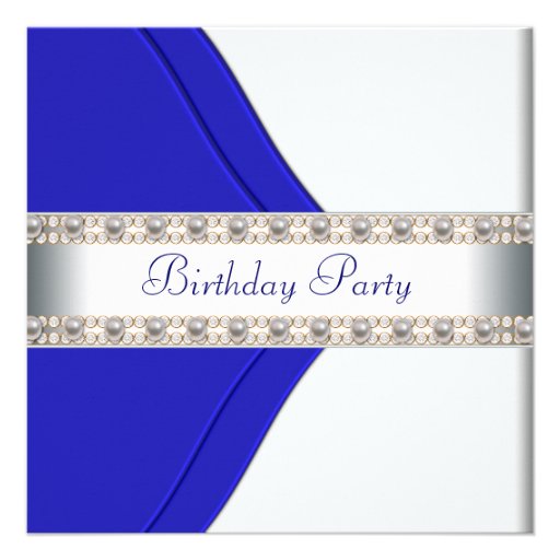 Navy Blue Womans Birthday Party Invitations