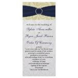 navy blue & yellow damask  Wedding program