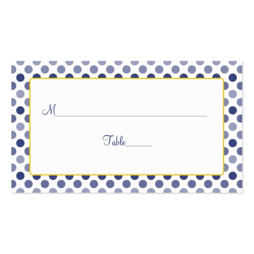 Navy Blue Yellow Polka Dot Wedding Place Cards Business Card Templates