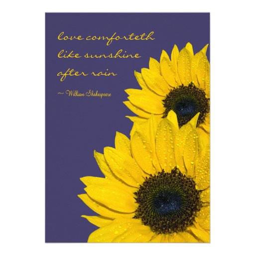 Navy Blue Yellow Sunflower Wedding Invitation