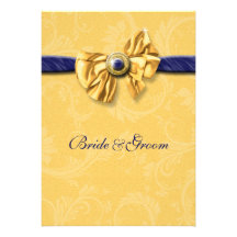 Navy blue yellow wedding elegant custom invite