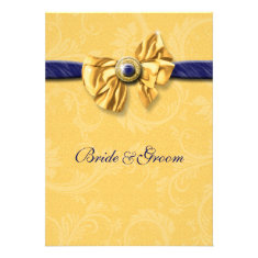 Navy blue yellow wedding elegant custom invite
