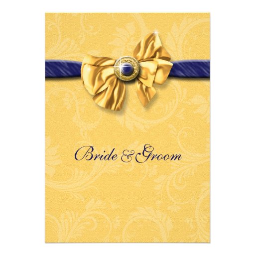 Navy blue yellow wedding elegant custom invite