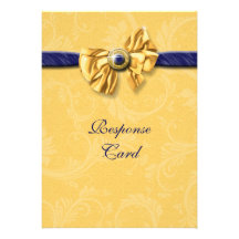 Navy blue yellow wedding rsvp response invitations
