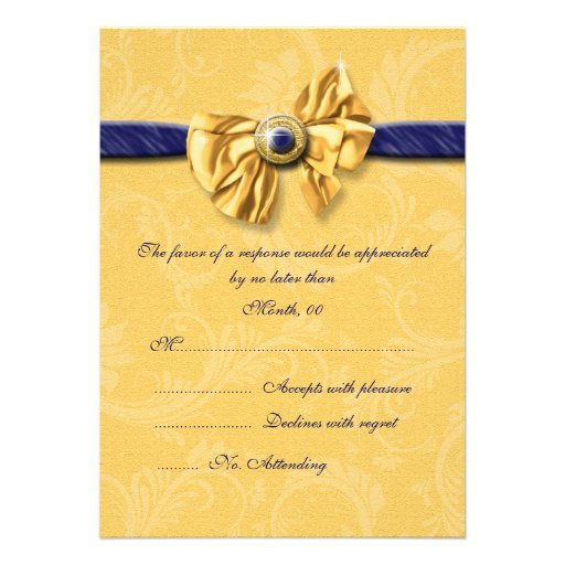 Navy blue yellow wedding rsvp response invitations