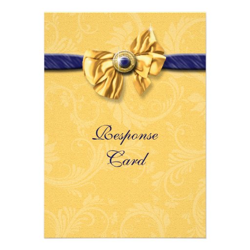 Navy blue yellow wedding rsvp response invitations