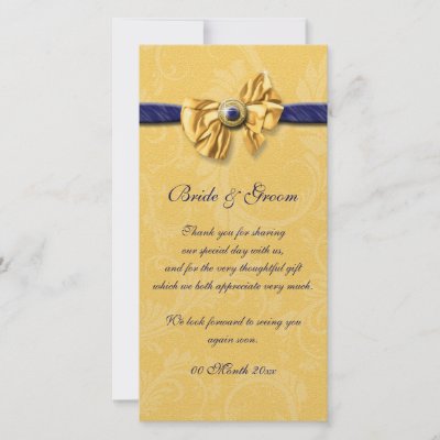 Navy blue yellow wedding thank you custom photo card by mensgifts