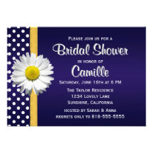 Navy Blue YellowDaisy Bridal Shower Invitation