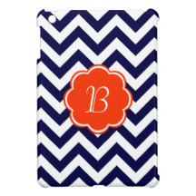 Navy Blue Zigzag Monogram iPad Mini Covers