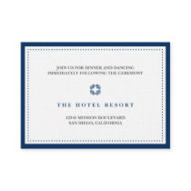 Navy border bead wedding reception enclosure card business card templates