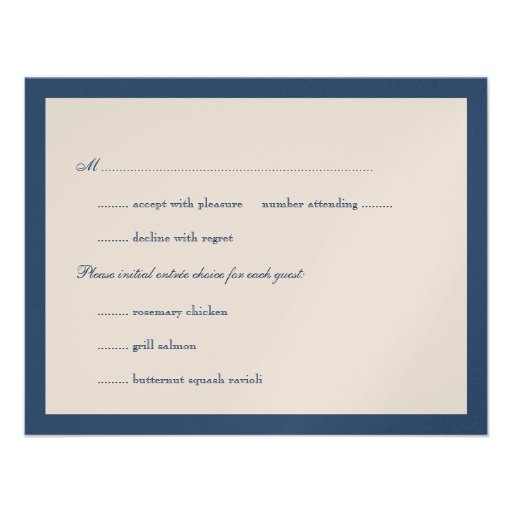 Navy border shimmer traditional wedding response announcements