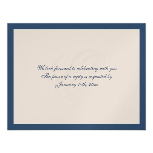 Navy border shimmer traditional wedding response announcements