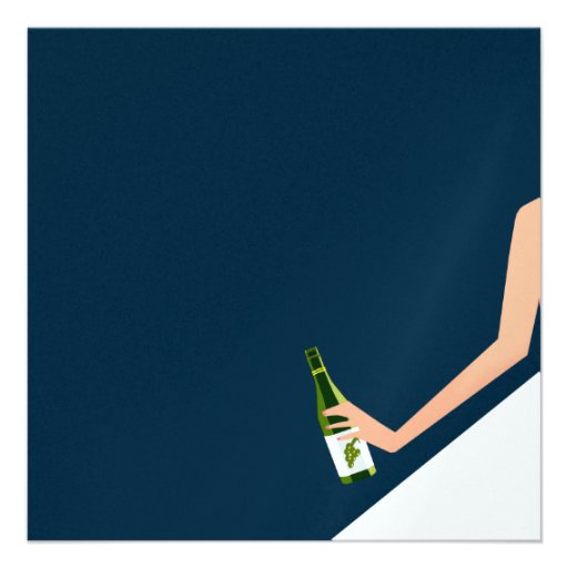 Navy bridal shower wine invitation