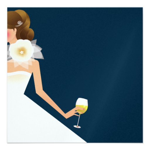 Navy bridal shower wine invitation