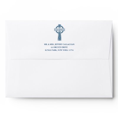Navy Celtic Cross with Return Address Envelope
