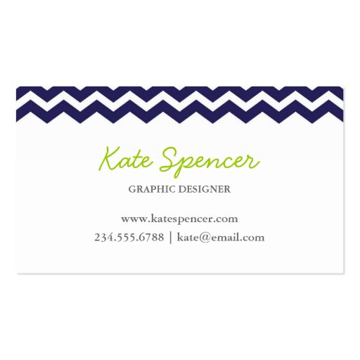 Navy Chevron and Polka Dot Business Cards (front side)