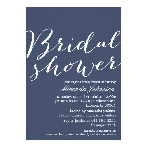Navy Chic Bridal Shower Invitations