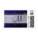 Navy Damask Monogrammed postage