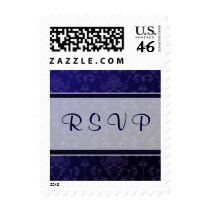 Navy Damask RSVP postage by SweetRascal Navy Damask RSVP postage