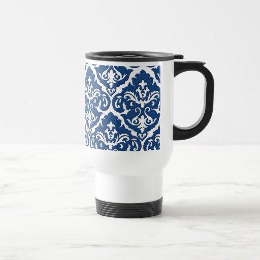 Navy Damask ToGo Travel Mug Zazzle