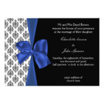 navy damask  wedding Invitation cards
