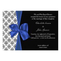 navy damask wedding Invitation cards