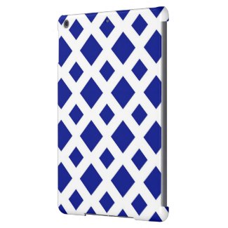 Navy Diamonds on White Case For iPad Air