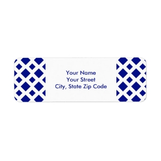 Navy Diamonds on White return address label