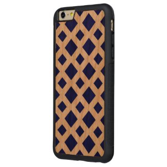 Navy Diamonds on White Carved® Cherry iPhone 6 Plus Bumper