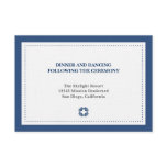 Navy dotted border wedding reception enclosure announcement
