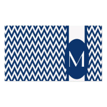Navy Elegant Chevron Monogram Business Card