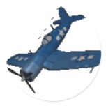 NAVY f4u corsair diving Round Stickers