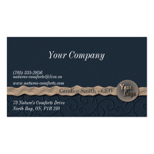 Navy Fabric & Ribbon Business Card