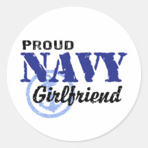 Navy Girlfriend Round Stickers